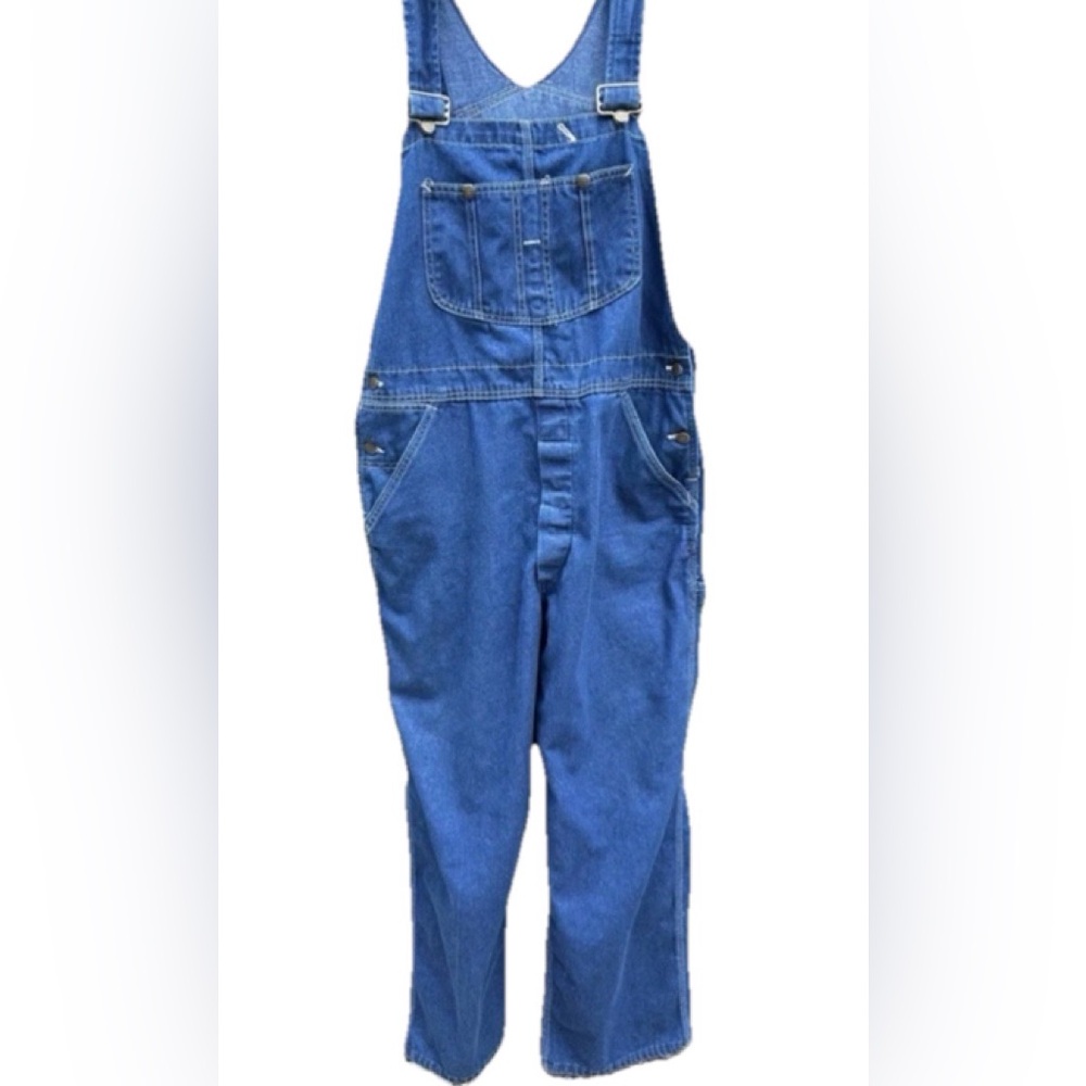 Vintage SEARS Denim Blue Jean Work Utility USA Union AFL Bib Overalls Size 38x30